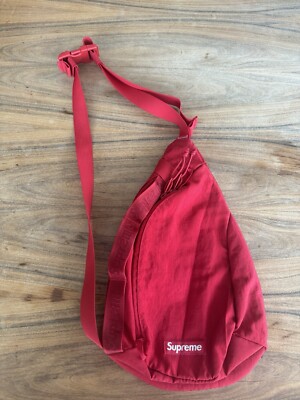 Supreme Sling Cross Body Shoulder Bag Red, FW20 Preowned Unisex Authentic Read