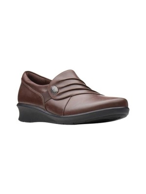 

CLARKS COLLECTION Женские коричневые кожаные лоферы на танкетке Hope Roxanne с пуговицами, размер 6,5 м, Коричневый, 26137201