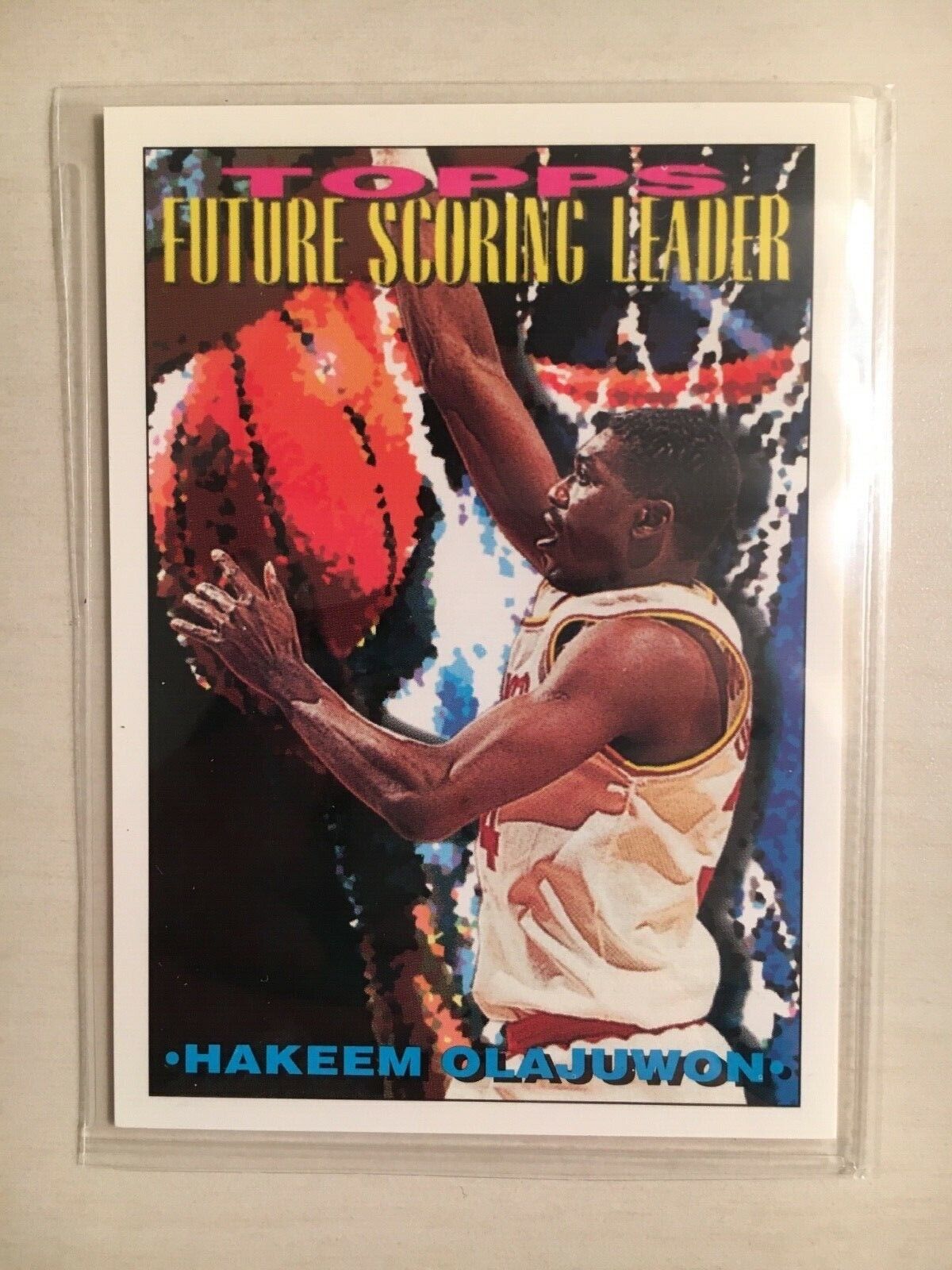 1993-94 Topps NBA FUTURE SCORING LEADER Hakeem Olajuwon #385 1993-94 Topps NBA FUTURE SCORING LEADER Hakeem Olajuwon #385