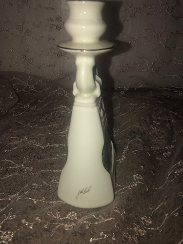 Gold Trim Irish Porcelain Handmade Ireland Lir Candleholder Signed Joe McCaul