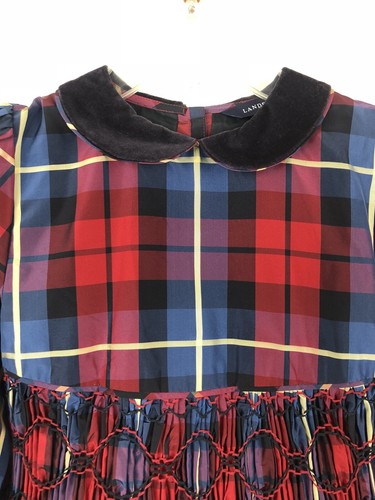 Lands End Dress Red And Blue Plaid Christmas Dress Size 7 Medium Holiday Dress