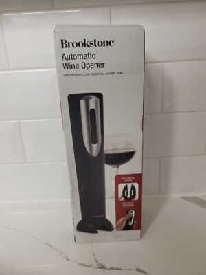 NEW Brookstone Automatic WINE OPENER & FOIL CUTTER Push Button One Touch