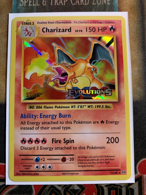Pokemon 2016 XY Evolutions STAFF Charizard Holo Promo Card