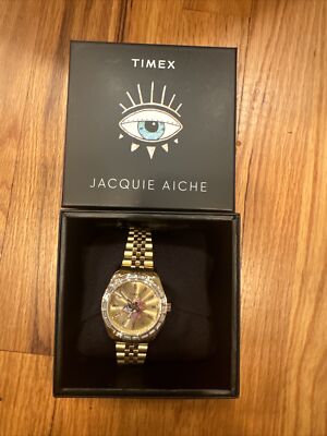 Timex Legacy x Jacquie Aiche Gold Sunray Dial with Flower Tribe Eye Watch - NWT
