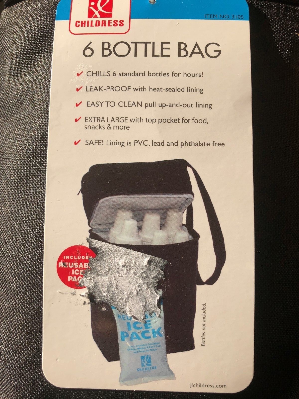 JL Childress 6-Bottle Cooler Baby/Toddler Travel Carrying Case