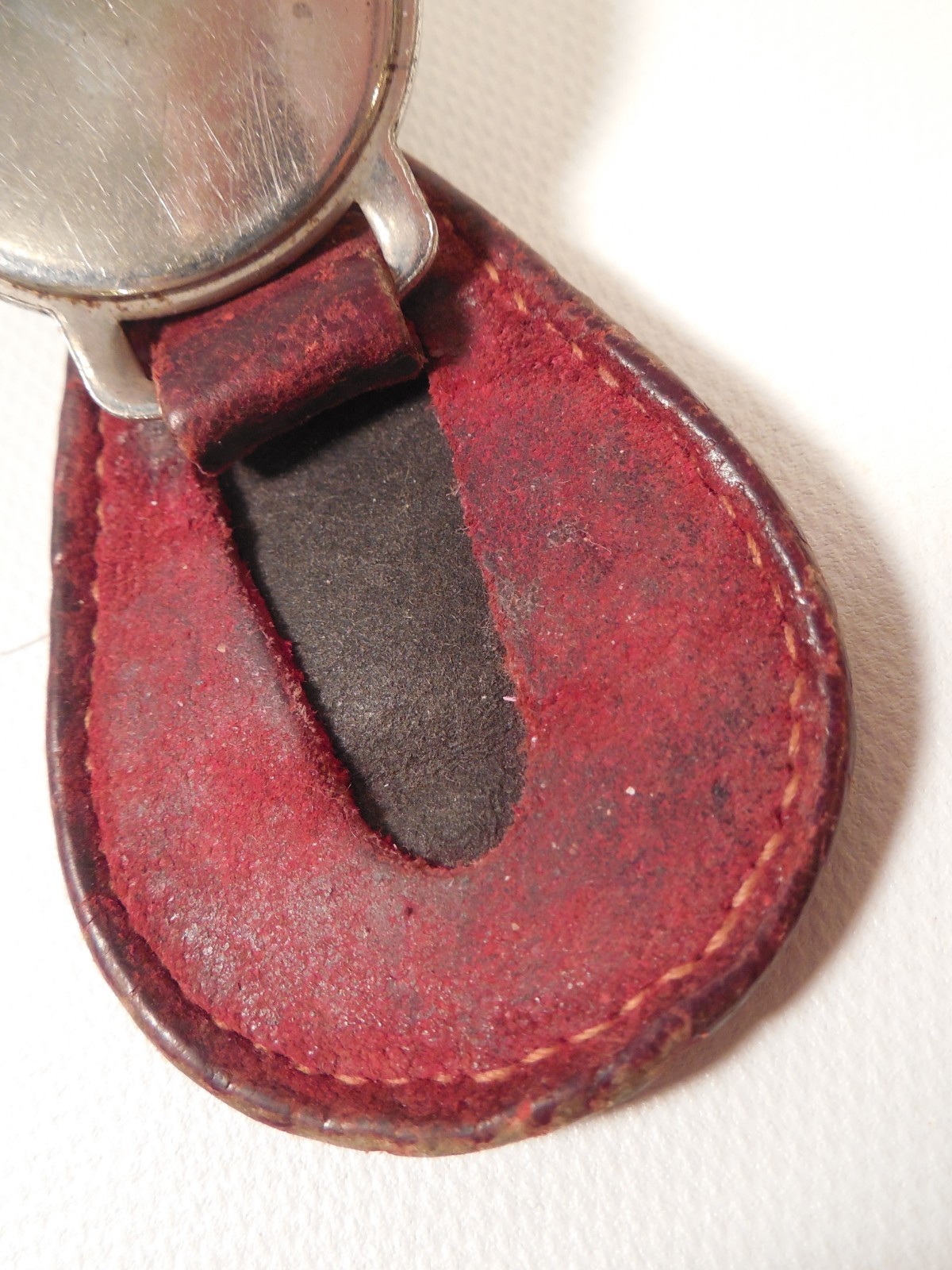 Vintage Leather Backed Shriners Club Logo Fraternal Keychain
