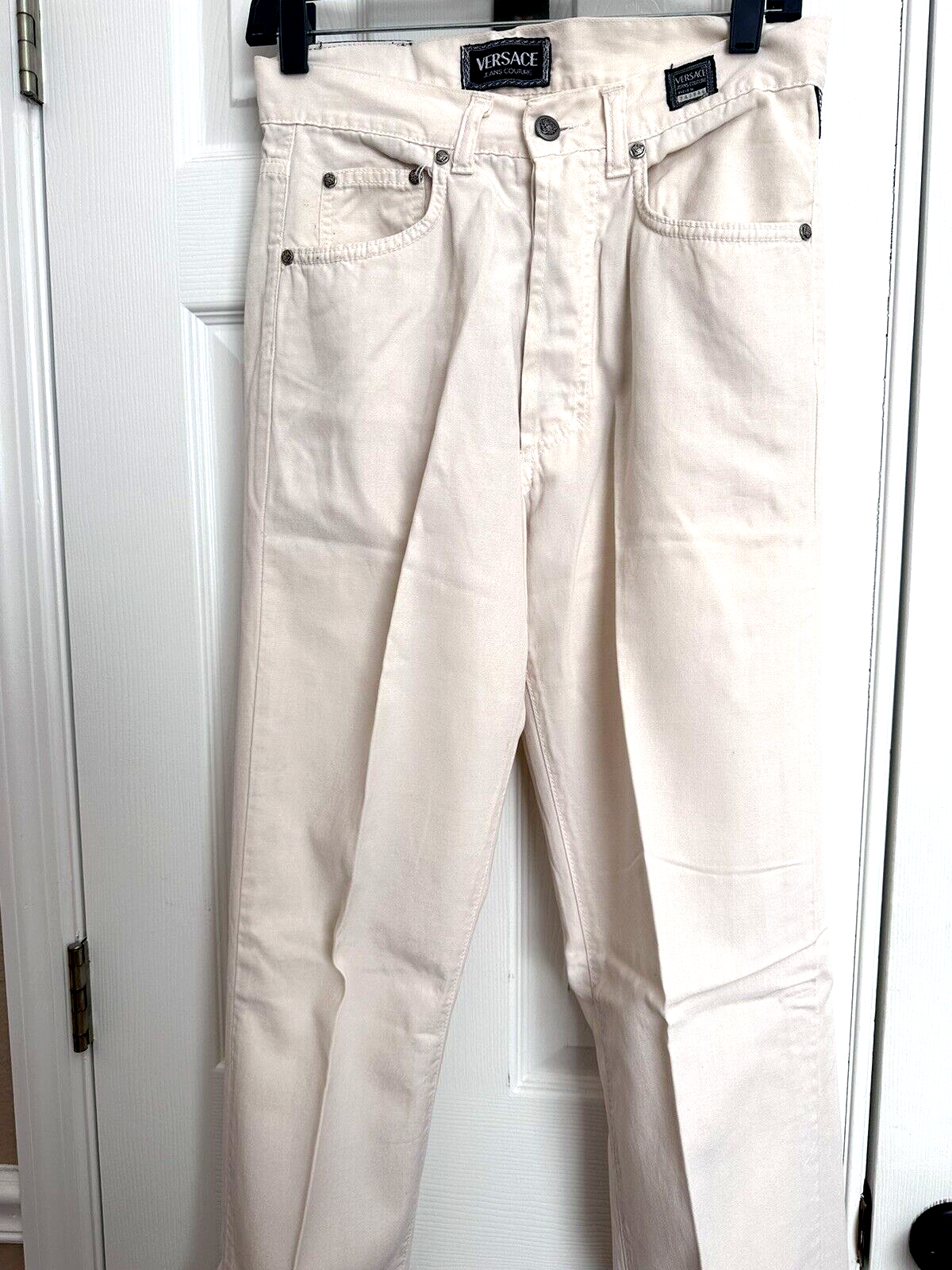 Vintage Versace Couture Womens Jeans 90's White Jeans Made