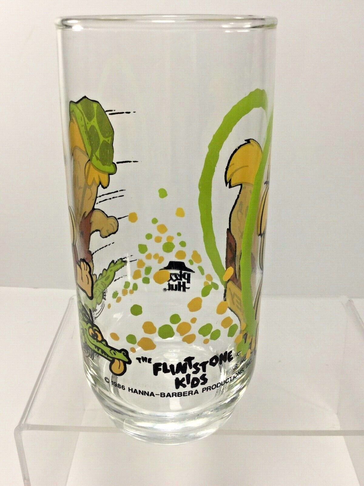 Vintage,1986 Pizza Hut Promotinal Flintstone Kids, Barney' 16 oz Tumbler Glass