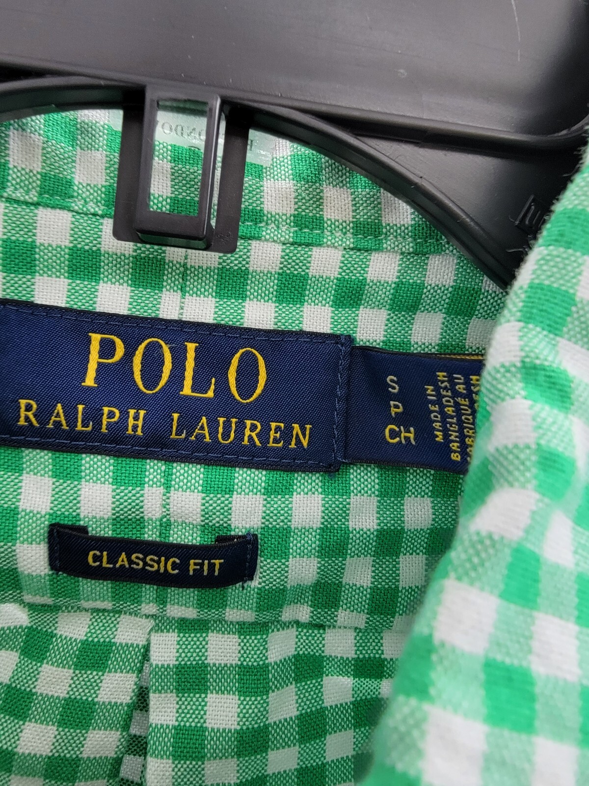 Polo Ralph Lauren Classic Fit Gingham Oxford Woven Shirt Men's S Green /White - Picture 10 of 19