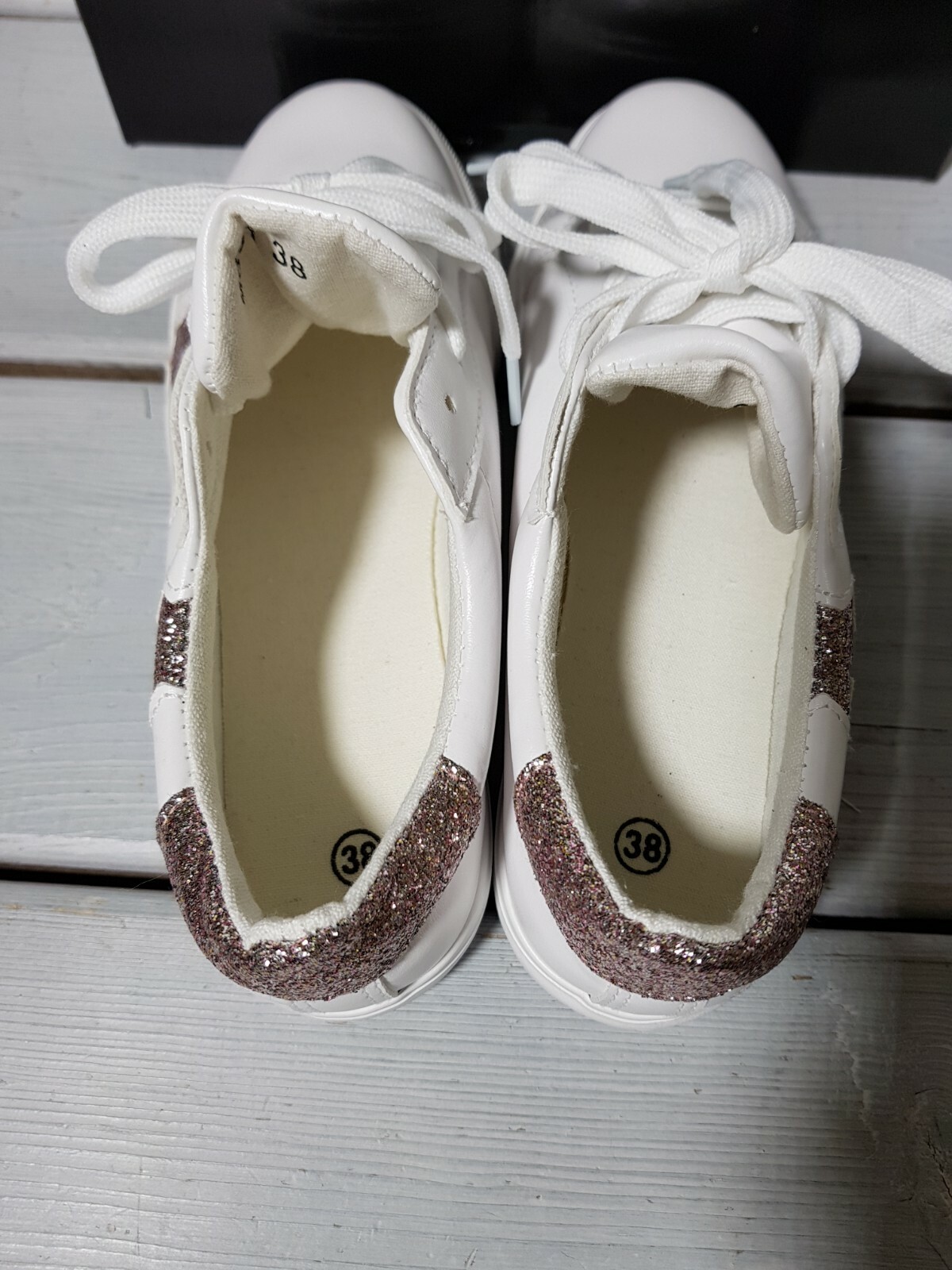 NEW WOMEN'S SHOES SNEAKERS PUMPS WHITE SHINNY PINK STARS EMBELLISHED M891 | eBay