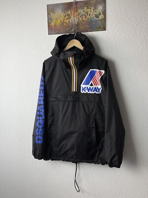 Dsquared2 x K-Way Short Reversible Nylon Packable Jacket Size S Oversize