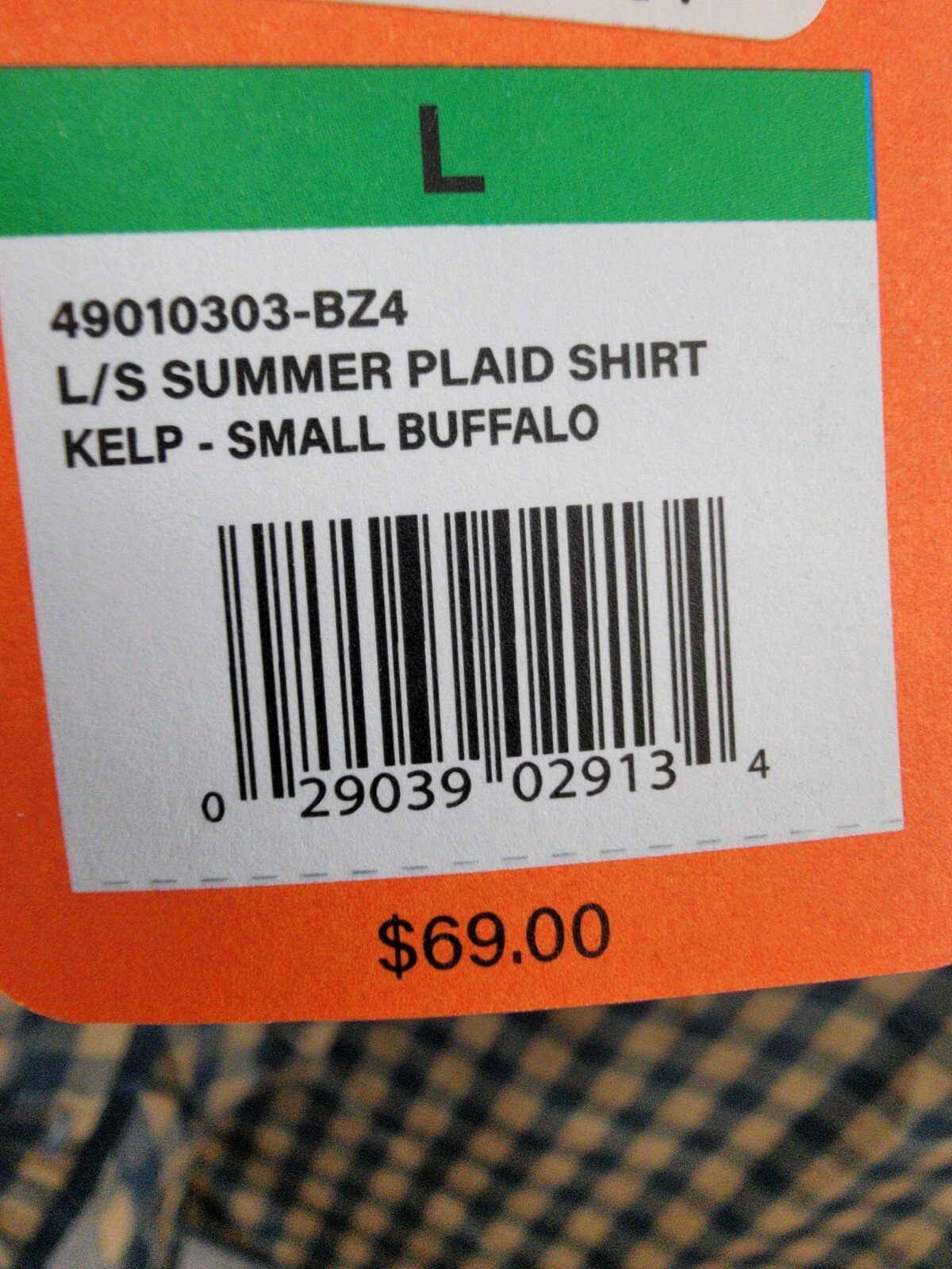 Bass Outdoor Cool Plaid Long-Sleeve Shirt Men's L Kelp Small Buffalo Collared - Picture 20 of 20