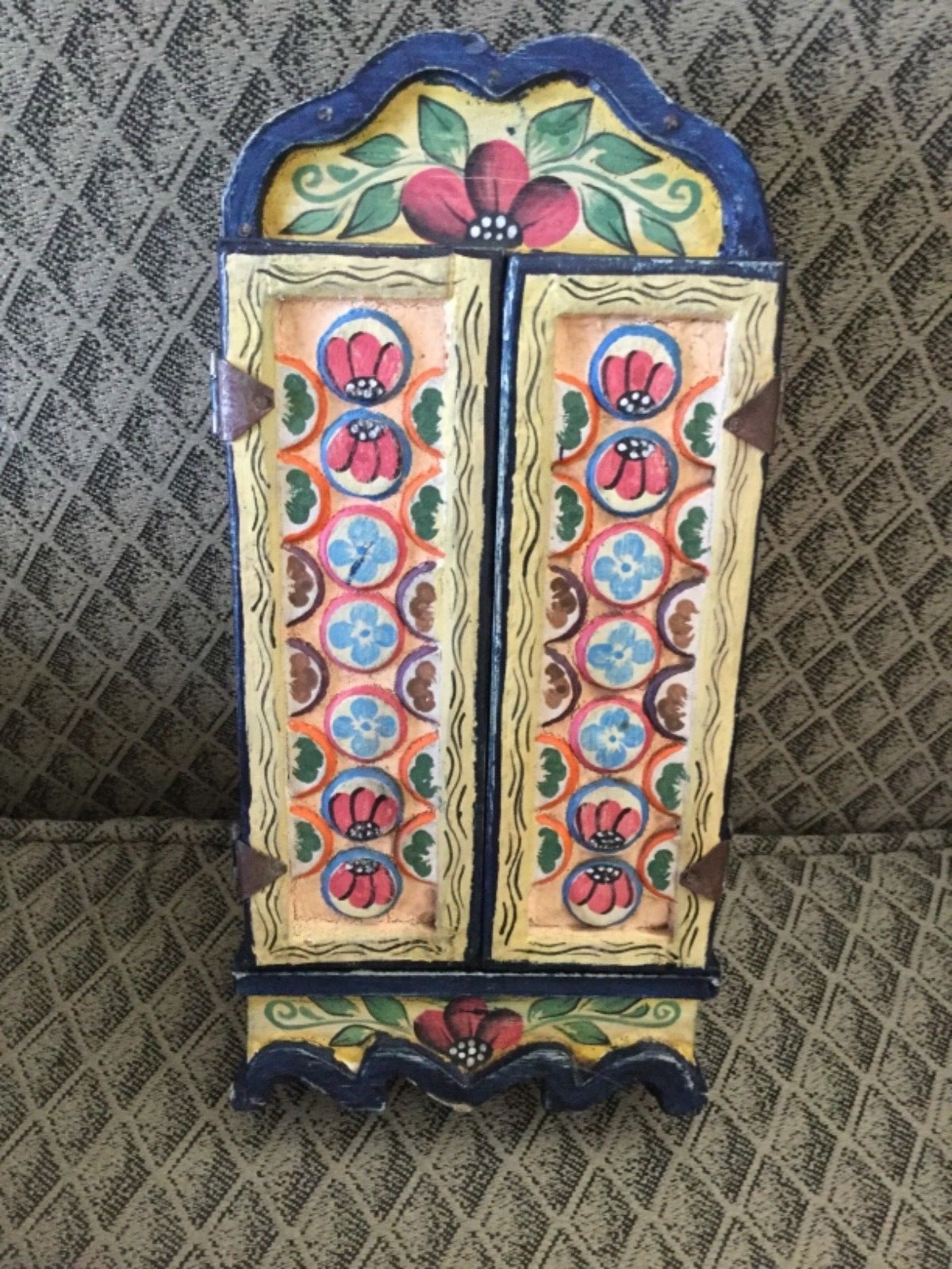 Signed contemporary art, Nicario Jimenez, retablo, folk art,