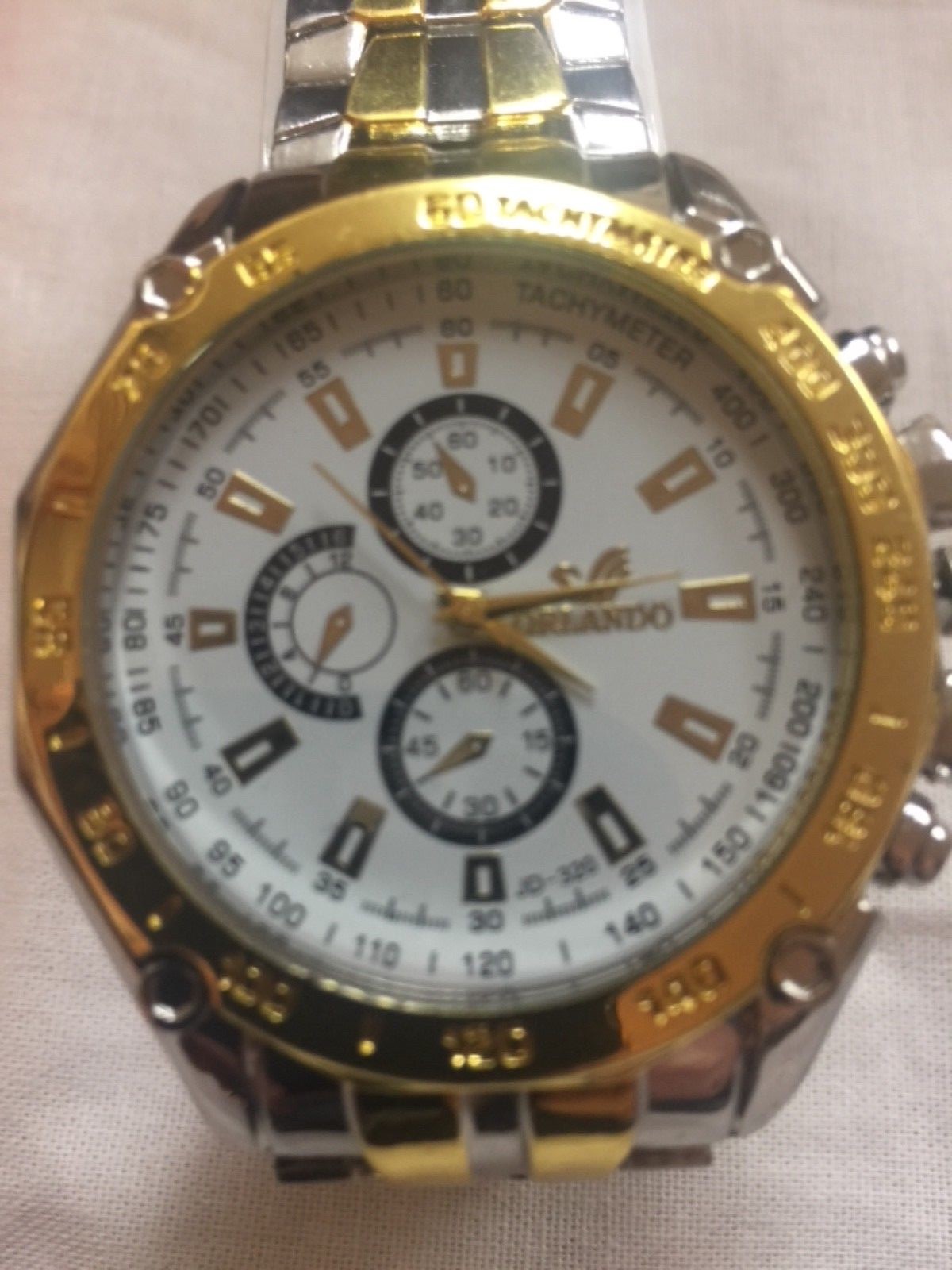 New mens Orlando quartz  watch water resistance tachymeter stainless beauty
