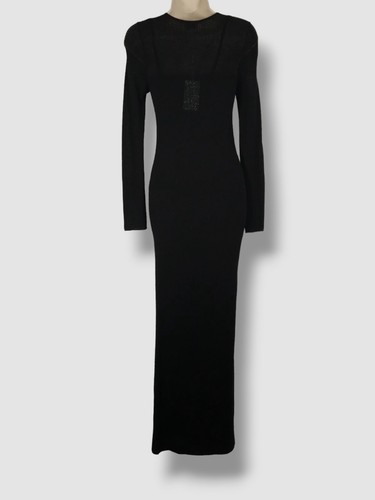 Pre-owned Tse $995  Women's Black Cashmere Sheer Long-sleeve Sheath Dress Size Xs
