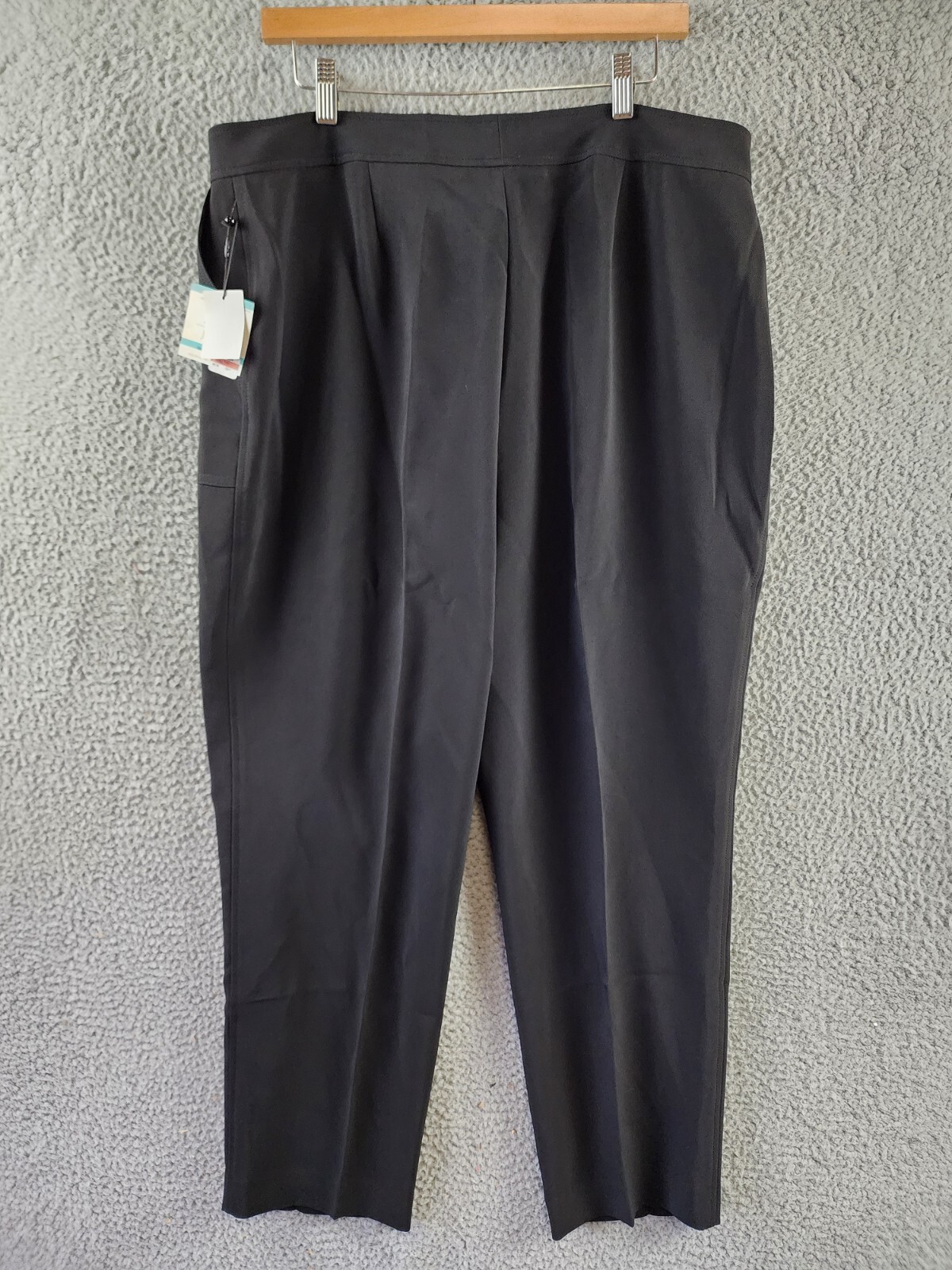 Anne Klein Slim-Leg Ankle Pants Women's 16 Black Extended Tab W/ Zip Fly Closure - Picture 4 of 13