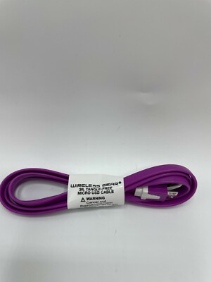 Wireless Gear 3ft. Micro Sync & Charge Cable Tangle Free Cord, Purple