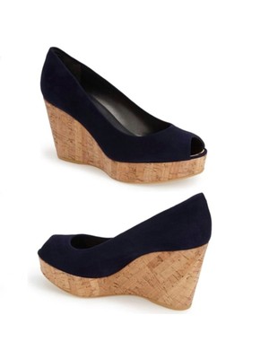 

Женские туфли STUART WEITZMAN Navy Cork 1 на платформе Anna Toe на танкетке без шнуровки туфли-лодочки 7,5 м, TW54045