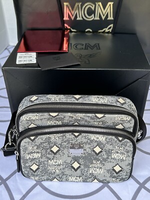 AUTH MCM Klassik Vintage Jacquard Monogram Crossbody Messenger Bag MCM