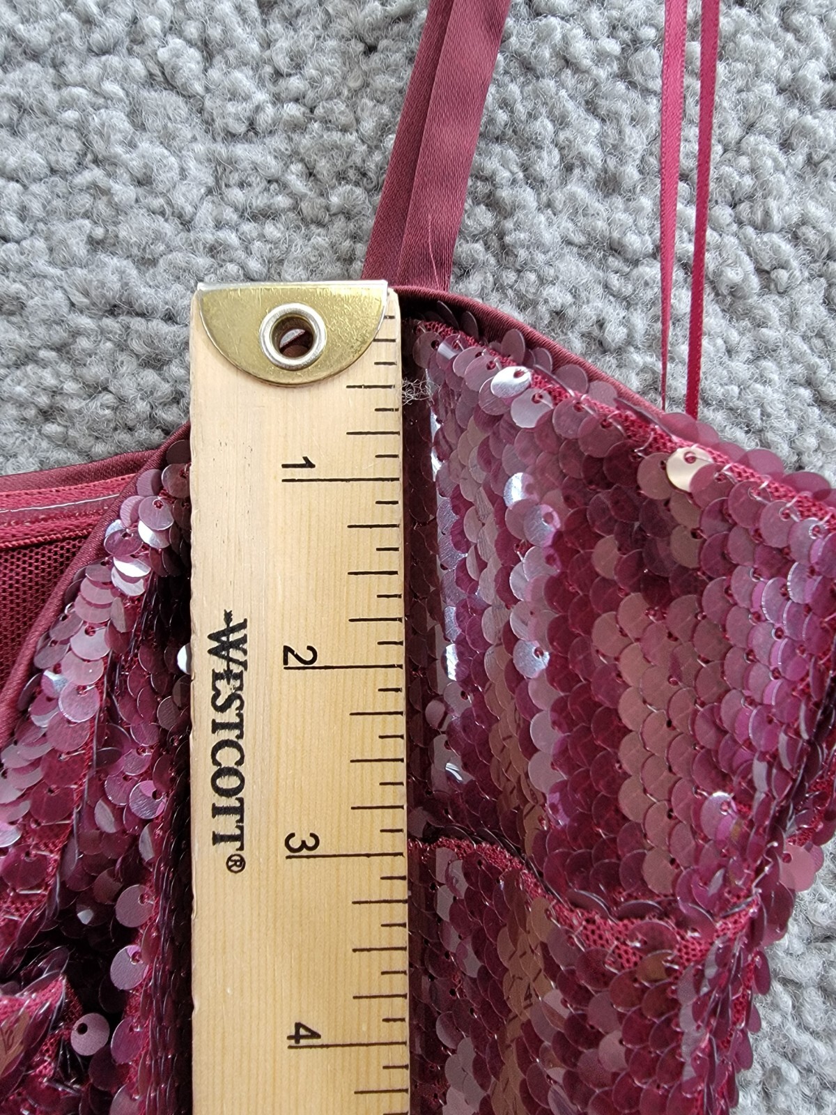 FRENCH CONNECTION Beatrice Sequin Mini Dress Women's 2 Burgundy Red Back Zip - Picture 8 of 16