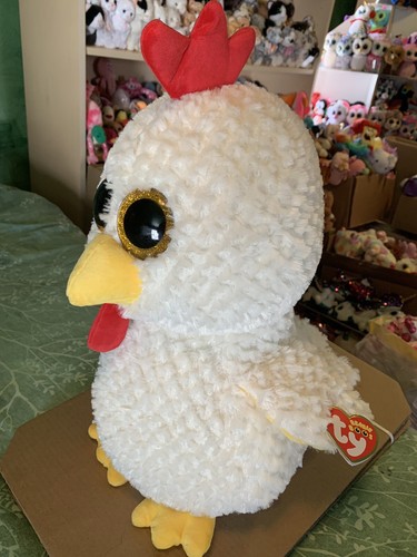 Ty HENNIE -White/Red/Yellow 18” Jumbo Beanie Boo Hen! *Exclusive* RARE & VHTF!!