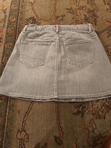 Gap Kids Girls Gray Denim Jean Mini Skirt Stretch Adjustable Waist Size 12