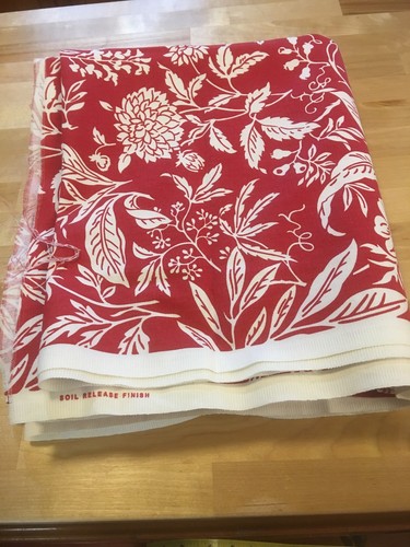 Fabric 5 2/3 Yds. Red/White Floral Waverly Soil Release Finish 55