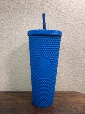 Starbucks Tumbler with Lid and Straw Iced Coffee Tumblers Plastic Cup Bling 24oz