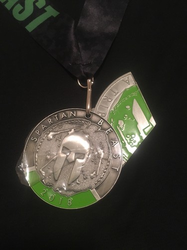 2018 Spartan Race Spartan Beast Finishers Medal with Trifecta Wedge