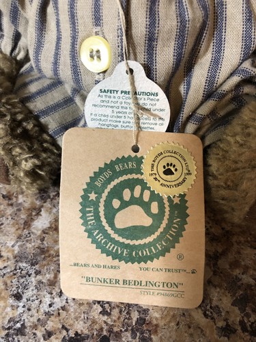 Boyd's Bears Bunker Bedlington Teddy Bear #94869GCC Archive Collection With Tags