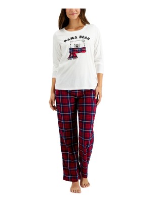 FAMILY PJs Womens Mama Bear Красная эластичная футболка Прямые штаны Пижама L