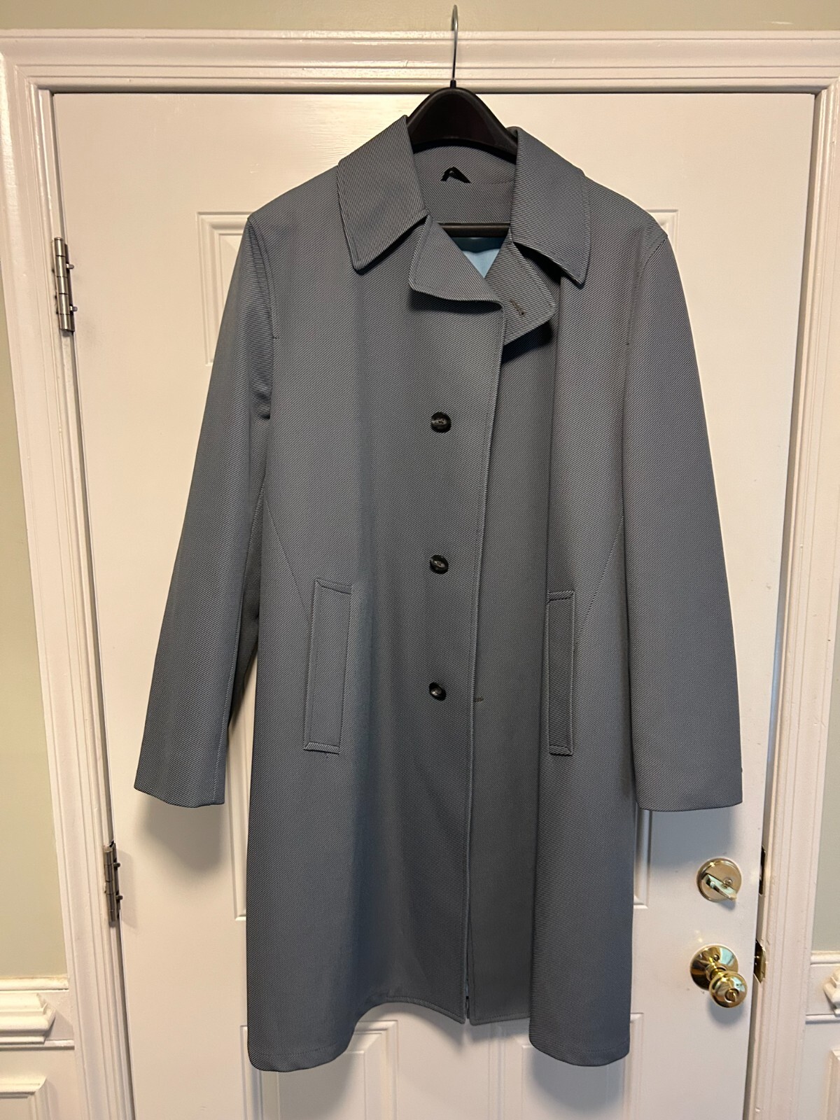 Sears 1970's Traveller Knit Men's Raincoat 42L Gray Stripe 2