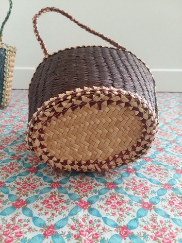 Vintage Lot Of 2 Easter Bunny Straw Woven Basket Mid Century Kitsch