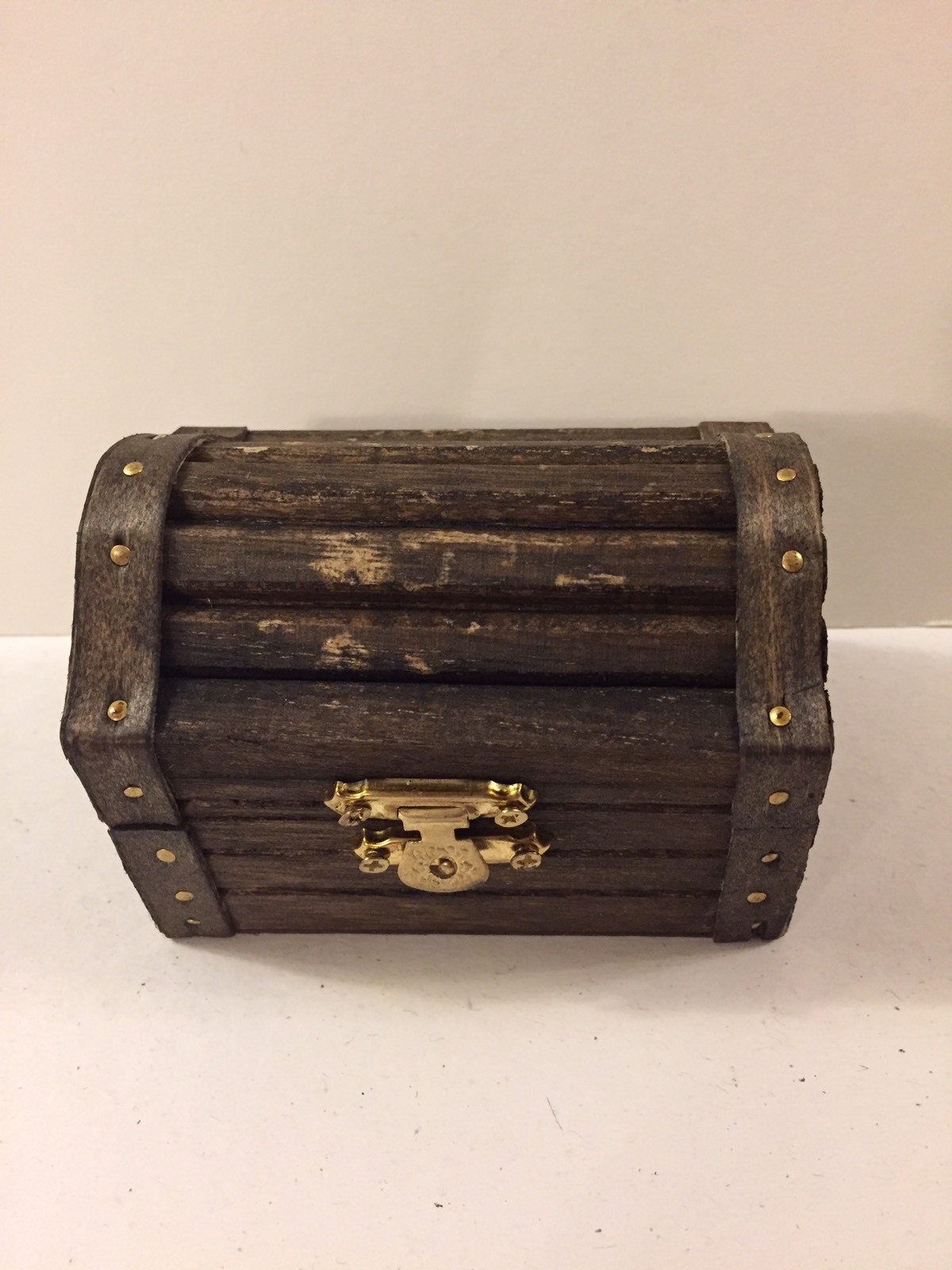Red Felt Lined Rustic Small Treasure Chest, Ring Bearer Box, Proposal/Engagement