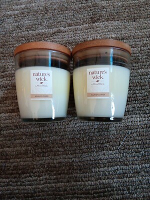 New Nature's Wick By Woodwick AGAVE  FLOWER Scented Candle Set Of 2