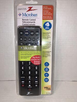 Zenith Universal Remote Control, 4 Device, Microban, ZB410MB  NIP