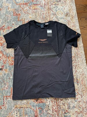 Hackett London Aston Martin Racing Short Sleeve T-Shirt - Black/Gold- XL - NWT