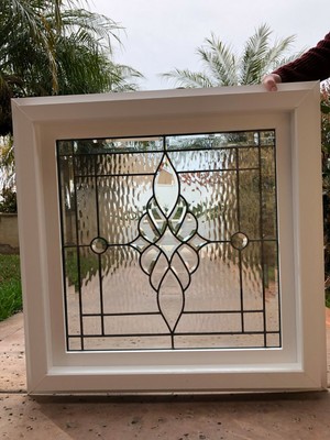 Framed And Insulated Beveled Leaded Stained Glass Window Tempered