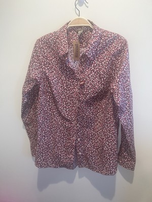 NWT Duluth Trading Company Wrinkle Fighter Button Down Confetti Print Size Small