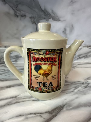 Vintage Bay Island Inn Rooster Brand  Country Style Spouted 2-Cup Tea Pot  6'' T