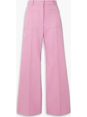 Женские розовые брюки с отглаженными складками от ВИКТОРИИ БЕКХЭМ, широкие брюки с высокой талией 8