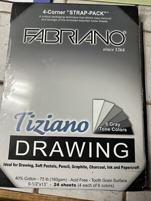 Fabriano Tiziano 40% Cotton Drawing/Artist Paper 24 Sheets 6 Gray Tone Colors
