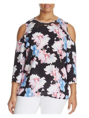 

Женский черный топ VINCE CAMUTO с застежкой без подкладки и рукавами 3/4 плюс