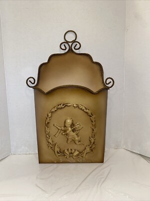 Southern Living At Home Glorious Metal Door Bucket Cherub, Wall Pocket