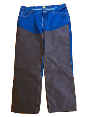 CABELAS MENS ROUGHNECK UPLAND CLASSIC FIT JEANS DARK BROWN FACING NWT SIZE 38x29