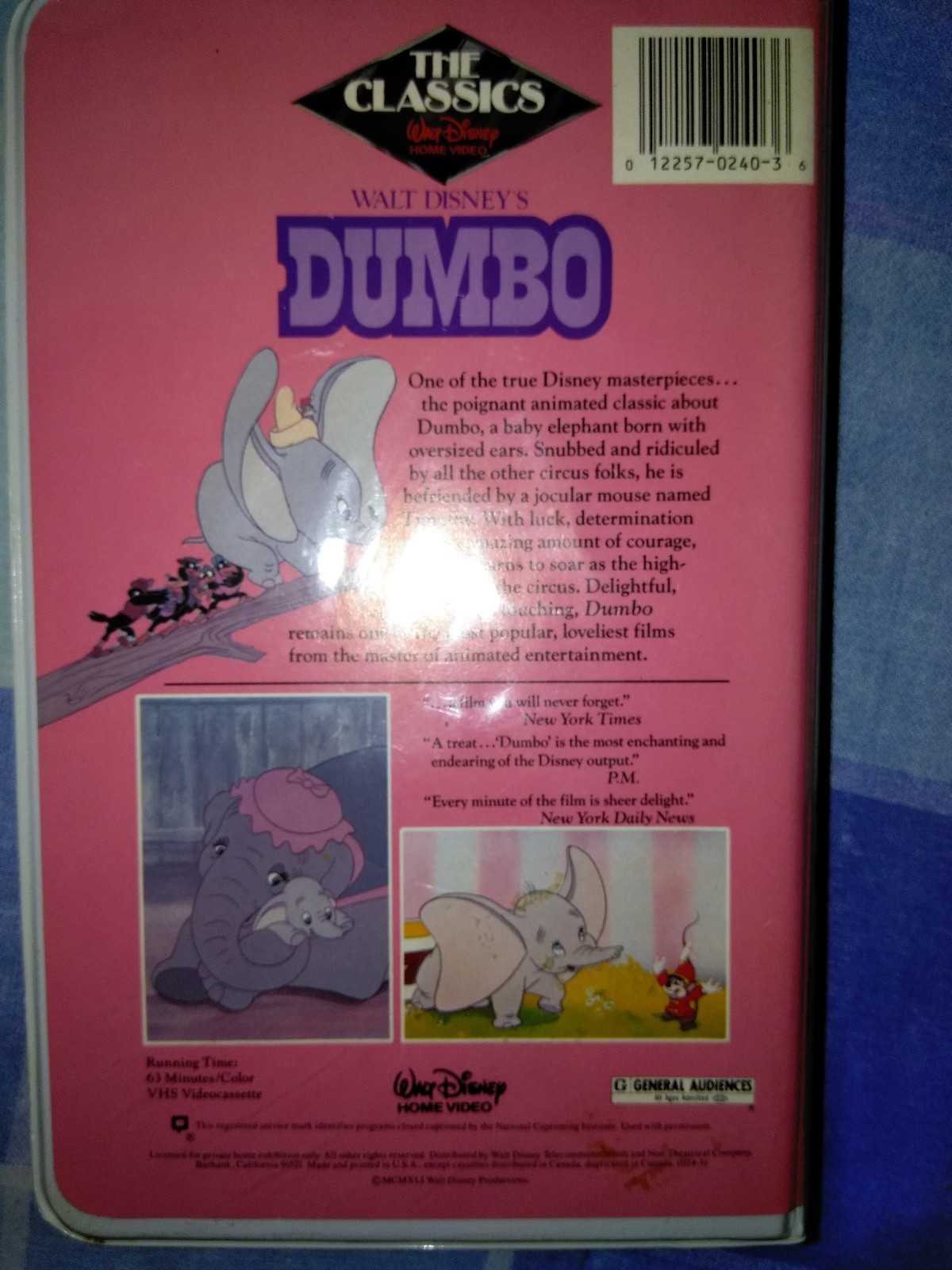 VERY RARE DISNEY VHS DUMBO BLACK DIAMOND CLASSIC WHITE CAM EARLY RELEASE-24V