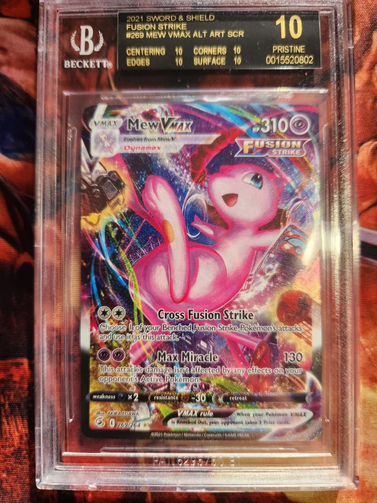 2021 Pokemon Fusion Strike Mew VMAX Full Alt Art 269/264 BGS 2021 Pokemon Fusion Strike Mew VMAX Full Alt Art 269/264 BGS