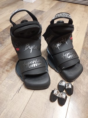 Hyperlite Byerly BOA Lace SKULL Wakeboard Bindings Size Large W/Claw Mounts