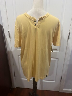 Lucky Brand Venice 2XL Burnout T Shirt Men V Neck Short Sleeve Dark Yellow
