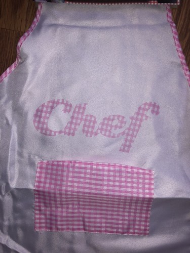Kids Chef Apron & Hat Cooking Kids Dress-up Party NWT Pink Girls Play Pretend